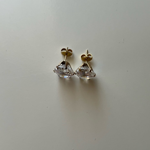 Gold Cubic Zirconia Stud Earrings - Picture 6 of 9